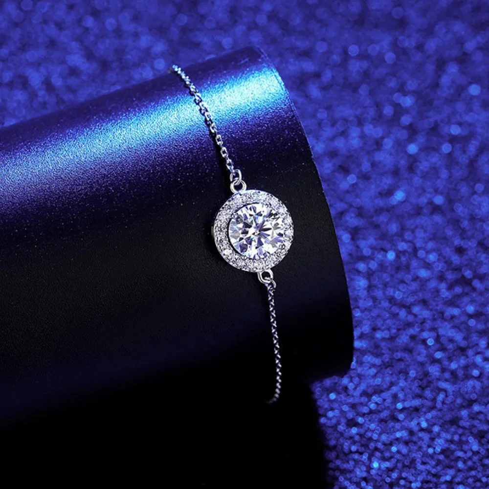 Certified 1ct. t.w. Diamond Moissanite Halo Bracelet NEW